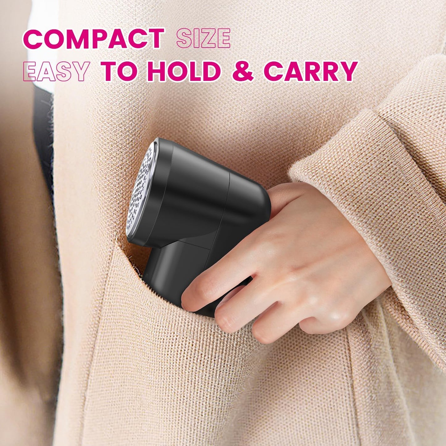 Fabric Shaver - Ziitty Lint Remover for Clothes, Sweater Defuzzer with LCD Display, 3-Speeds, 6-Blade, Type-C Rechargeable, Sweater Shaver to Remove Pilling Fuzz Lint Balls Pills for Clothes Furniture