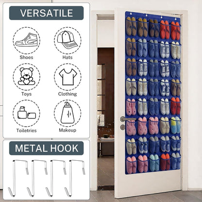 40 Large Mesh Pocket Over the Door Shoe Organizer,Hanging Shoe Rack for Door,Hualleko Shoes Organizer Hanger with Large Capacity, Shoes Storage Holder Sturdy Non-woven Fabric - Stores 20 Pairs (White)