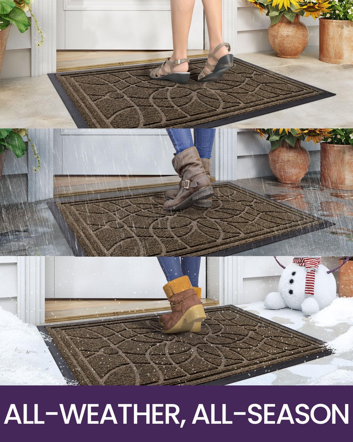 DEXI Front Door Mat Outside Entrance, Heavy Duty Non Slip Low Profile Doormat for Entryway, Trap Dirt and Moisture Welcome Mats, Easy Clean, Patio, Garage, 3x2, Blue
