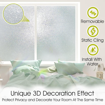 KESPEN Window Privacy Film Frosted Glass Heat Control UV Blocking Privacy Window Film for Glass Windows Static Cling Non-Adhesive Door Coverings Decals for Bathroom Home Office,17.5 Inch X 6.5 Feet