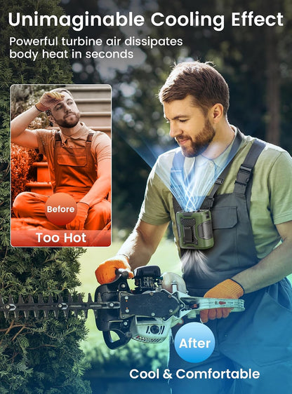 Koonie Waist Clip-on Fan for Shirt, 100 Levels of Speeds, 24H Work Time | Portable Wearable Belt Personal Cooling Fan, Rechargeable Battery, Under-shirt Fan for Outdoor Work, Travel