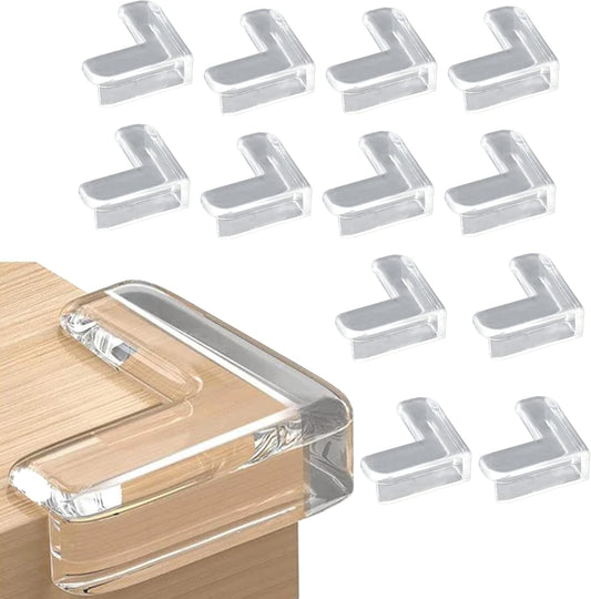 Storite 12 pk Transparent Silicon Corner Protector for Kids Saftey, Sharp Edge Protector for Furniture, Baby Proofing Edge & Corner Guards