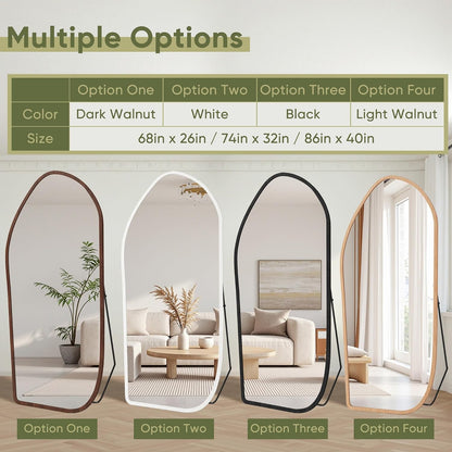 Suidia Full Length Mirror, Oversized Floor Mirror with Solid Wood Frame, Large Standing Mirror for Bedroom Living Room, Wood Art Style, Dark Walnut, 74" L x 32" W