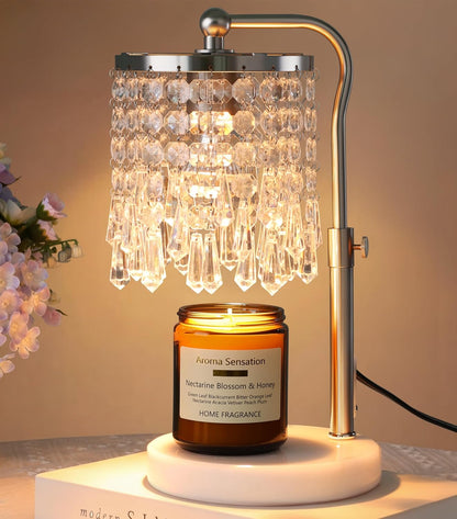 Candle Warmer Lamp with Timer Dimmer, Crystal Candle Lamp Birthday Gifts for Women, Mom, House Warming Gifts Wax Melt Warmer for Jar Candles with 2 Bulbs, Gold