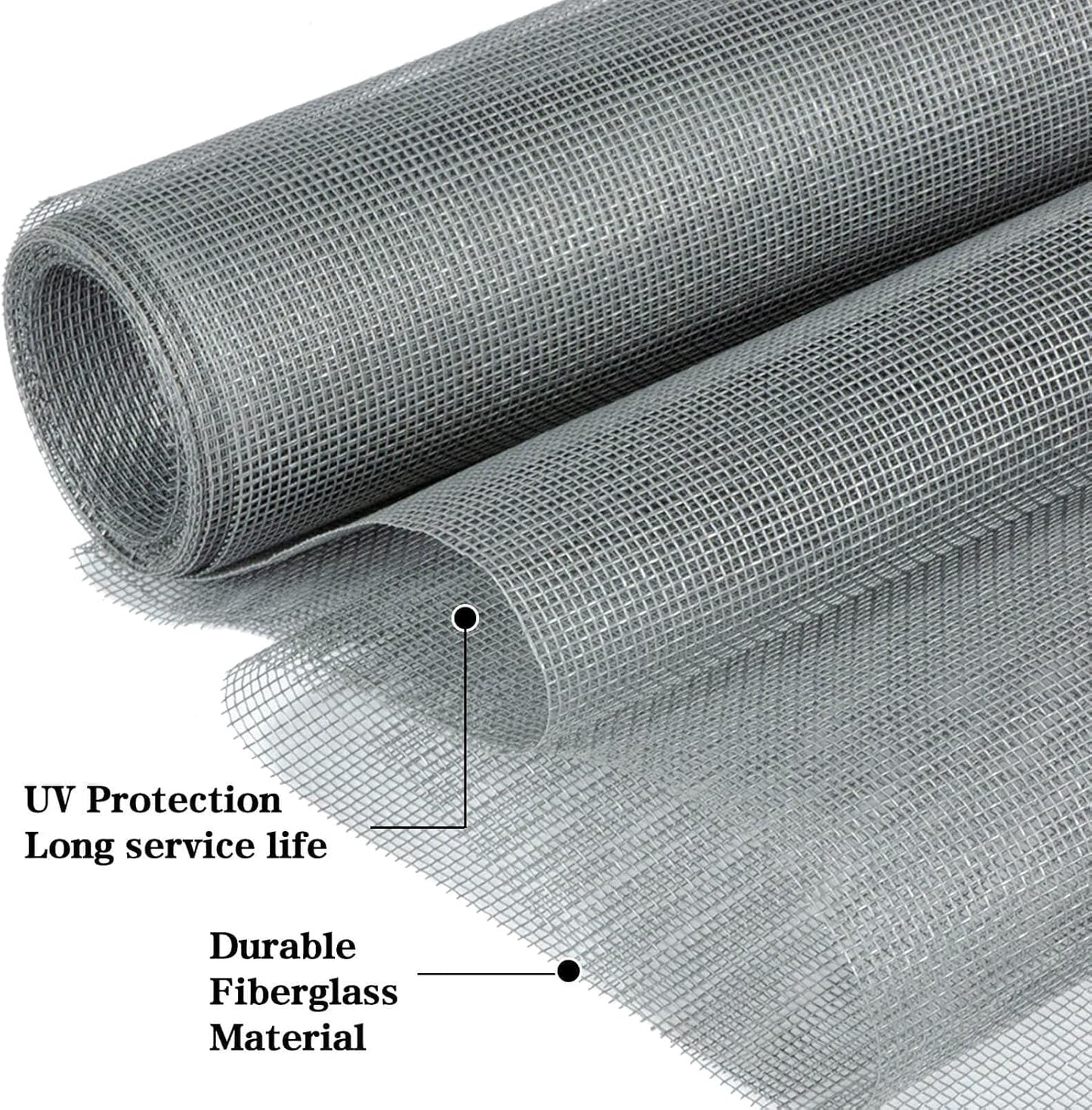 TOOLTRIZ Windows Screen and Screen Door Replacement, 48"x118" Durable Fiberglass Screen Mesh - Screen & Sliding Screen Door Repair for Patio & Window