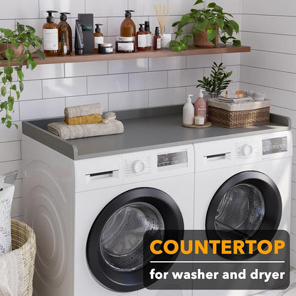 SpaceAid Washer Dryer Countertop, Laundry Wood Shelf Topper with Edge, 54" Width x 27.5" Depth Cover Guard Organizer for Washer and Dryer Laundry Hamper Counter Storage Organization (Black)