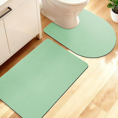 ACCUMTEK Non Slip Bath Mat, Thin Bathroom Rugs Fit Under Door, Quick Dry Bath Mats, Machine Washable Bath Rugs for Bathroom, Bathtub & Kitchen, Grey/Bordered/24 x17