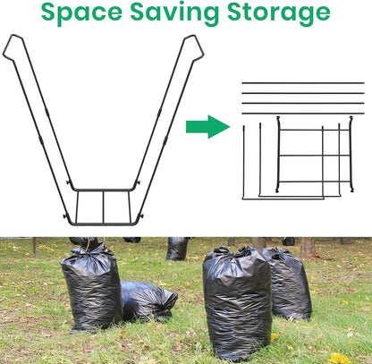 Leaf Bag Holder Collapsible Trash Bag Holders Stand for Outdoor Metal Waste Bags Frame for Garage Yard Lawn Camping Parties