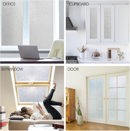 KESPEN Window Privacy Film Frosted Glass Heat Control UV Blocking Privacy Window Film for Glass Windows Static Cling Non-Adhesive Door Coverings Decals for Bathroom Home Office,17.5 Inch X 6.5 Feet