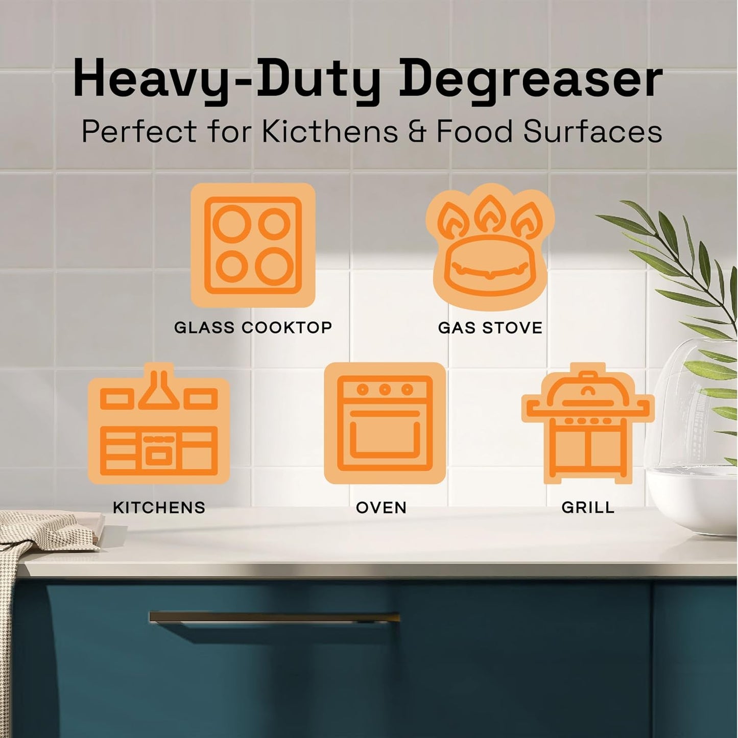 Heavy-Duty Degreaser for Kitchen & Grills, Non-Toxic, 32oz Bottle, 2-Pack | Removes Grease & Oils, Nature-Derived, Non-Toxic, Kitchen Cleaner, No Harsh Fumes or Residue, Family & Pet Safe, USA-Made