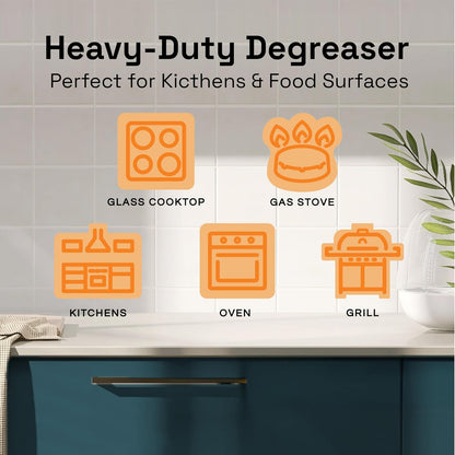 Heavy-Duty Degreaser for Kitchen & Grills, Non-Toxic, 32oz Bottle, 2-Pack | Removes Grease & Oils, Nature-Derived, Non-Toxic, Kitchen Cleaner, No Harsh Fumes or Residue, Family & Pet Safe, USA-Made