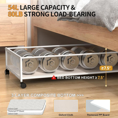 Under Bed Storage Containers with Wheels Large Underbed Shoes Blankets Clothes Toy Storage Drawers for College Dorms Bedrooms Nursery Rooms Organization (Black 2 Pack, 7.5in height(36"x16.6"x7.48"))