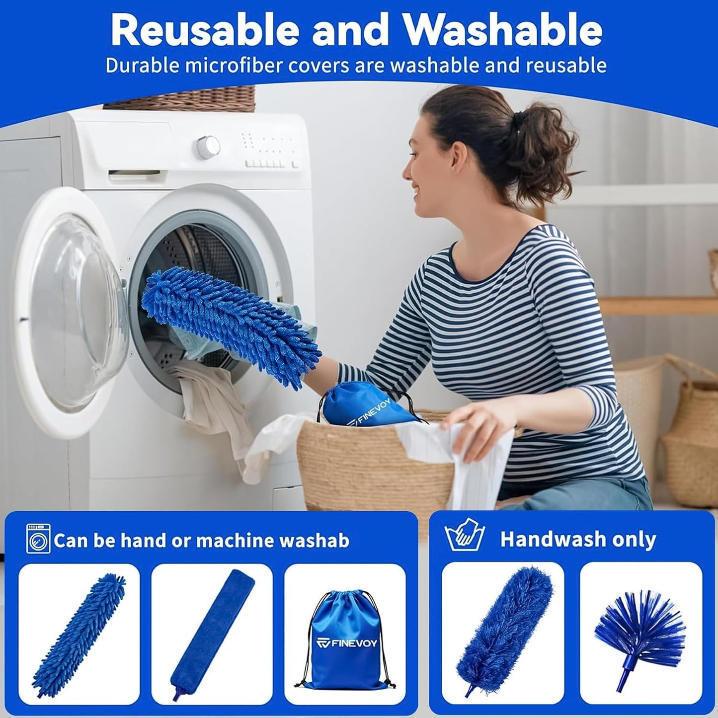 Dusters for Cleaning, Duster with Extension Pole 5 in 1 Kit, Cobweb Duster, Long Dusters for High Ceilings, Microfiber Dusters for Ceiling Fan, Blinds and Furniture