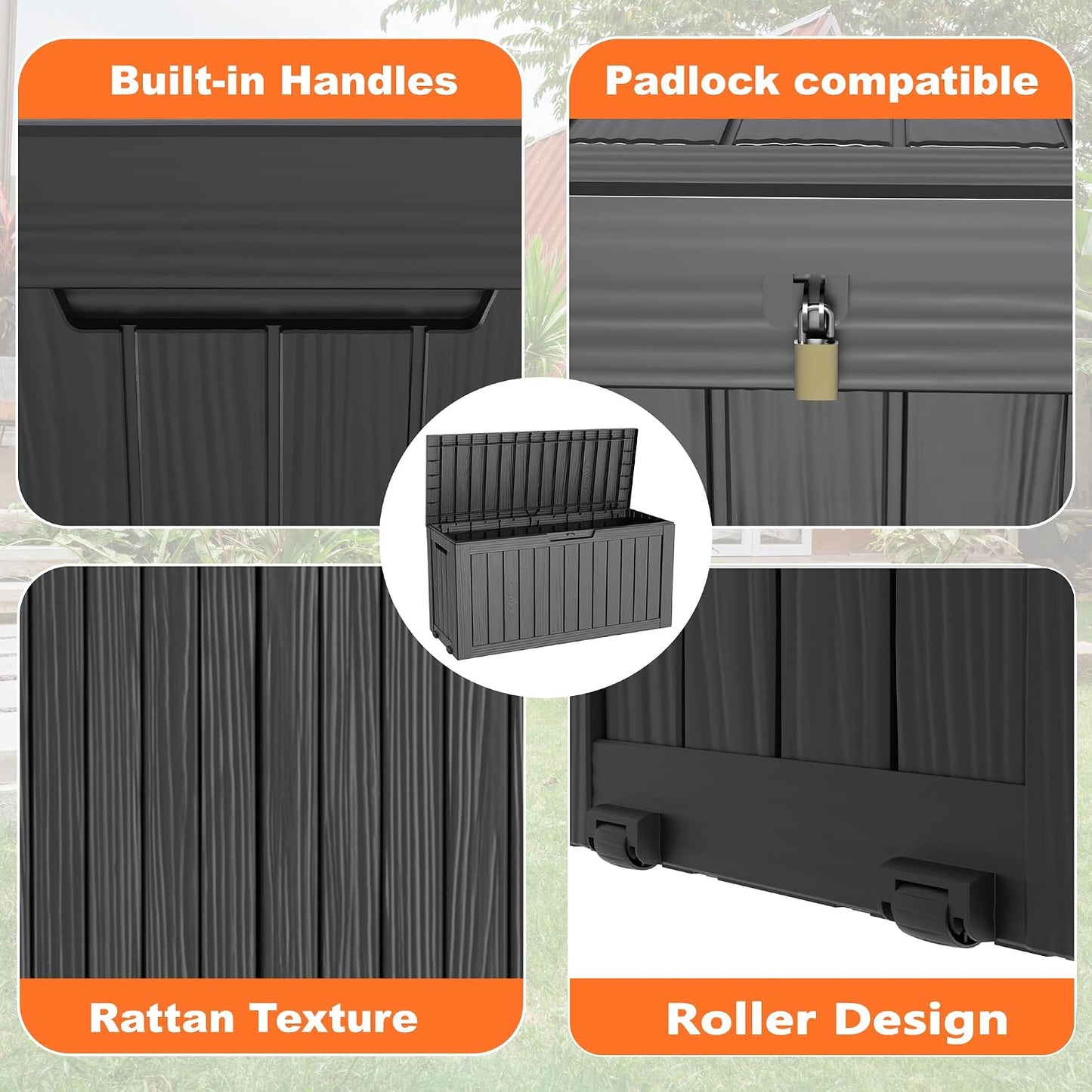 50Gal Outdoor Storage Box Anti-Theft Delivery Box Lockable Deck Box | Heavy-duty UV & weatherproof resin for secure parcel drop, patio cushion storage, garden tools & porch package organization