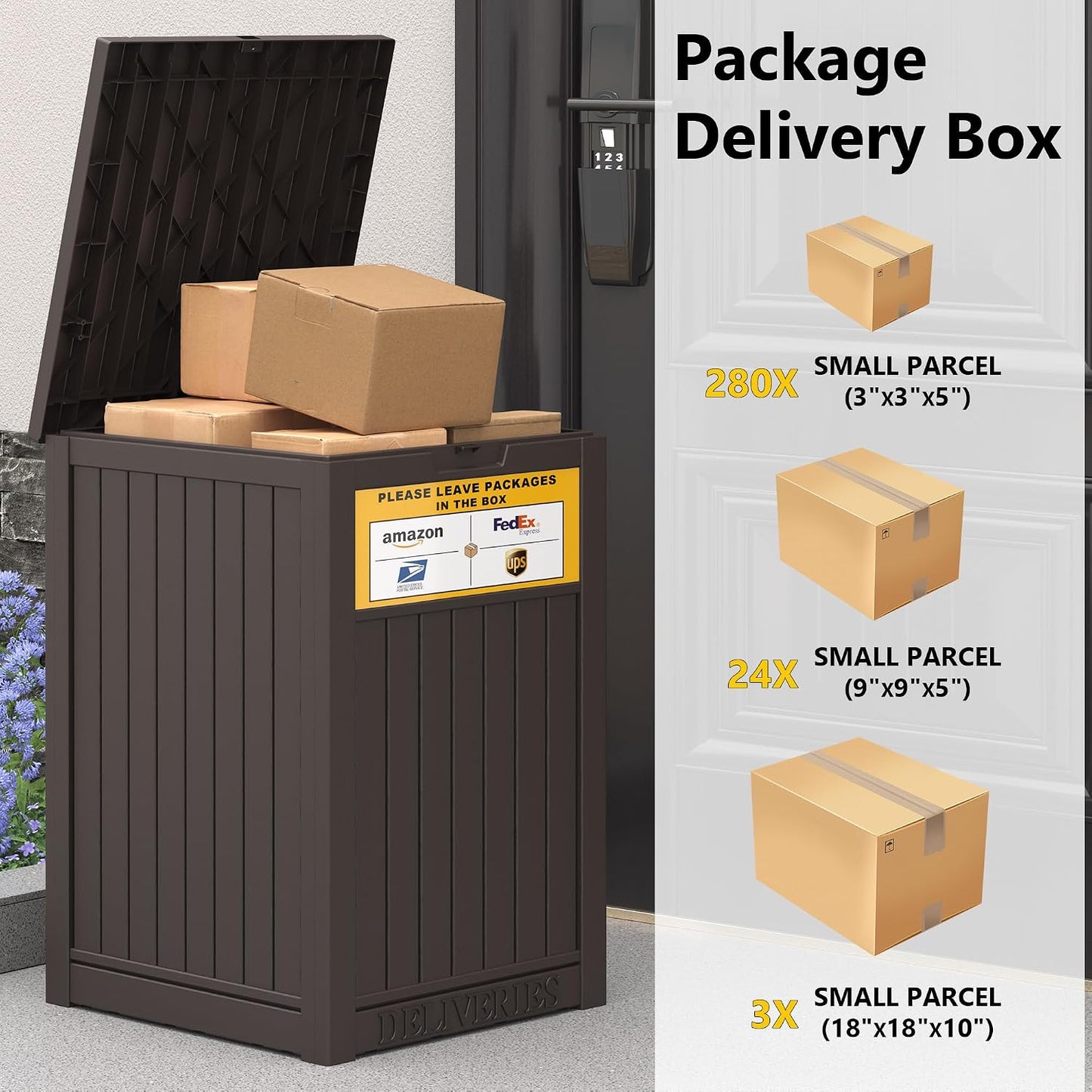 LHBGO Package Delivery Box for Outside, 48 Gallon Storage with Lockable Secure, Large Double Wall Resin Outdoor Package Delivery Waterproof Deck