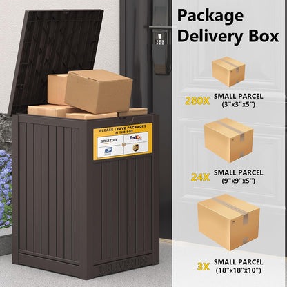 LHBGO Package Delivery Box for Outside, 48 Gallon Storage with Lockable Secure, Large Double Wall Resin Outdoor Package Delivery Waterproof Deck