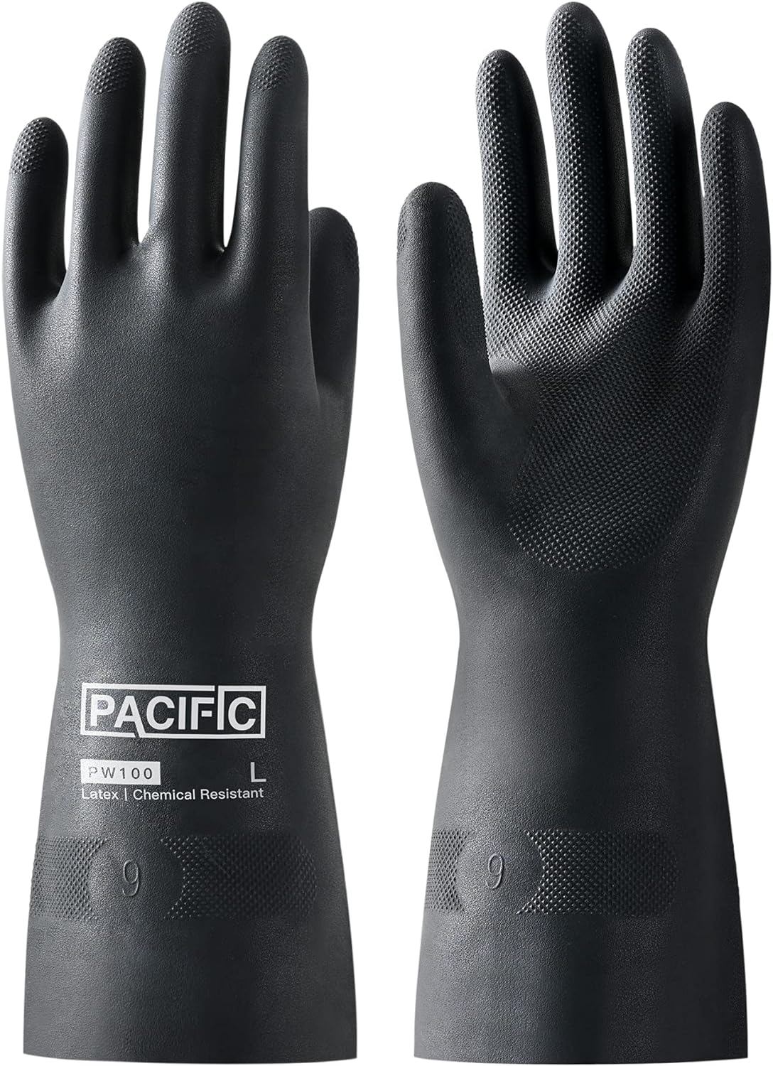 PACIFIC PPE Heavy Duty Latex Chemical Gloves, Strong Acid Resistance Rubber Gloves, Against Alkali and Oil, 22", 1 Pair