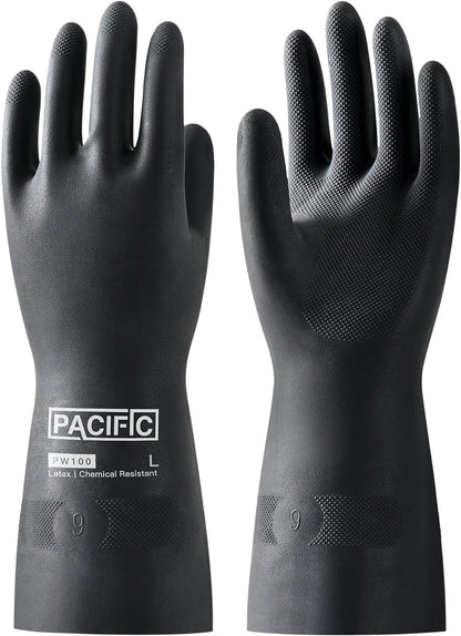 PACIFIC PPE Heavy Duty Latex Chemical Gloves, Strong Acid Resistance Rubber Gloves, Against Alkali and Oil, 22", 1 Pair