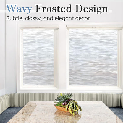 LUTE Window Privacy Film, Frosted Glass Window Film for Bathroom, Static Cling Removable Heat Control Glass Coverings, Non Adhesive Opaque Door Sticker for Home Office (Pure, 17.5" x 78.7")