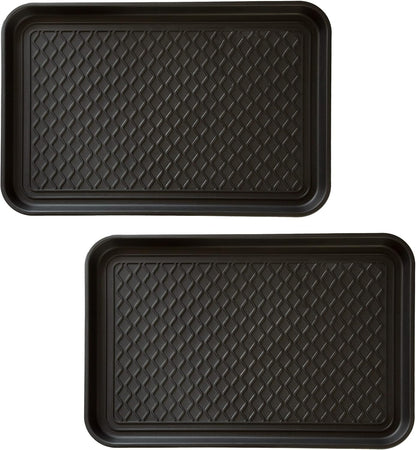 All-Weather Indoor/Outdoor Mat for Boots - Weather-Resistant Hard Plastic Shoe and Boot Tray with Raised Edge by Stalwart (Black, MEDIUM)