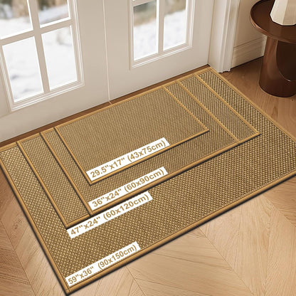 LEKEEPGO Door Mat 17"x29", Non Slip Door Mat Indoor Entrance, Rubber Backing Indoor Door mats Washable Absorbent Low-Profile Doormat Front Entryway Entry Resist Dirt Inside Door Mats, Khaki