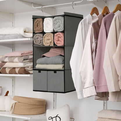 GRANNY SAYS 3-Shelf Hanging Closet Organizer and Storage, Collapsible Hanging Closet Shelves, Hanging Organizer for Closet & RV, Gray, 29 ½" H X 12" W X 12" D, 1-Pack