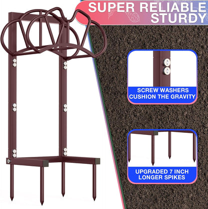 Qatsrin New Garden Hose Holder, Super Stable Water Hose Holders Stand Holds 160-Feet Hose, Rustproof Freestanding Hose Storage Hanger Rack for Outside Yard Lawn Farm, Black