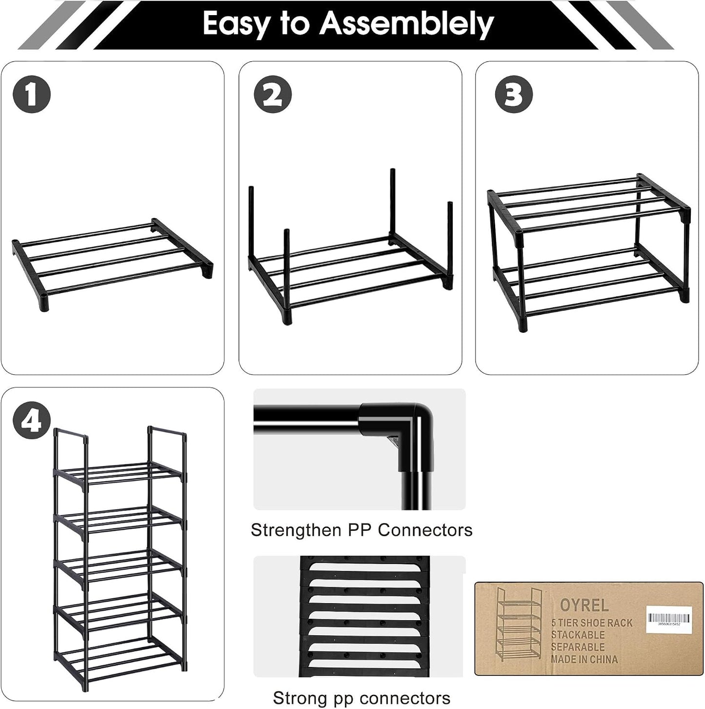 OYREL Sturdy Metal Organizer for Narrow Closets, Shoe Shelf Stand