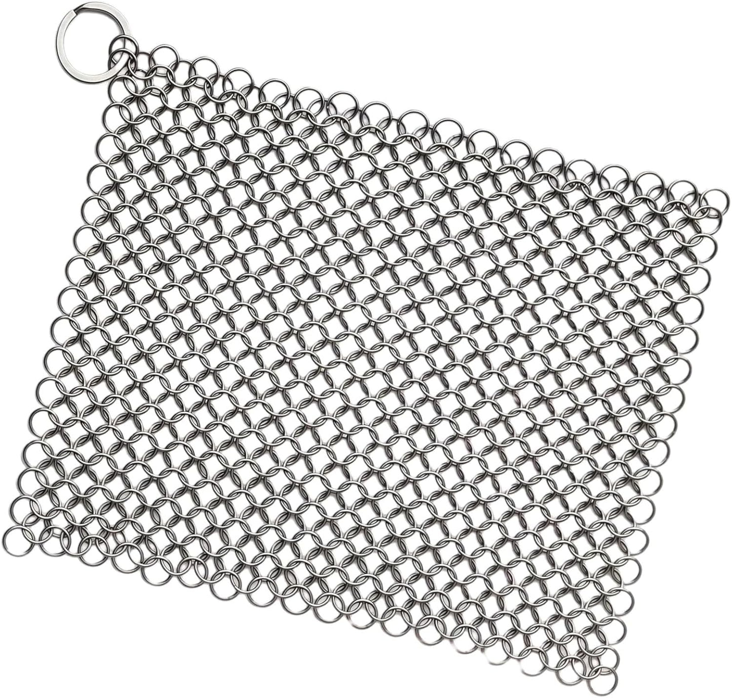 8"x6" Cast Iron Scrubber Stainless Steel Chainmail Cleaner for Pre-Seasoned Pans, Griddles, BBQ Grill and Pot Cookware Cleaning