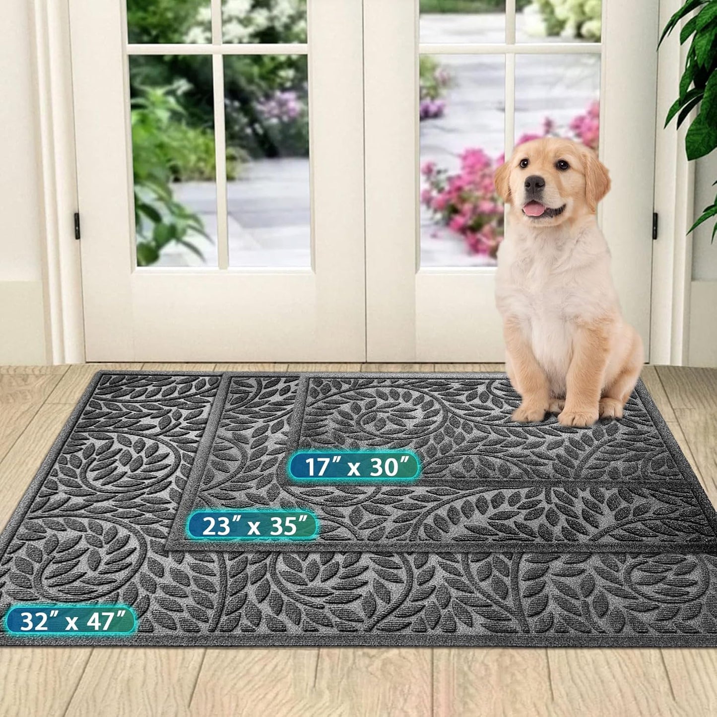 Bulijojo Front Door Mat Entrance,Durable Heavy Duty Welcome Mat,Thick Absorbent Natural Rubber Non Slip Mat,Sturdy Entryway Brown 17"x30"