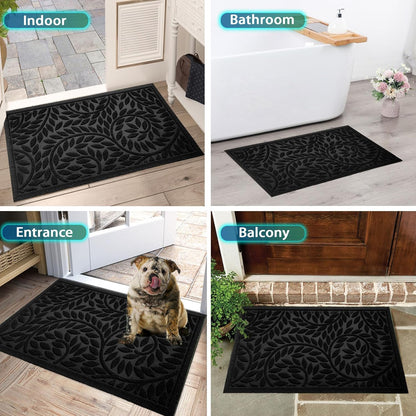 Bulijojo Front Door Mat Entrance,Durable Heavy Duty Welcome Mat,Thick Absorbent Natural Rubber Non Slip Mat,Sturdy Entryway Brown 17"x30"