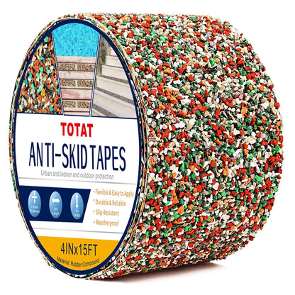 Waterproof Tape for Pools, 4" x15FT Heavy Duty Anti Slip Stair Treads Outdoor Tape Non-Slip Rubber Grip Tape Shower Strips Slip Resistant Tape Traction Tape for Stairs Showers Bathroom Trails