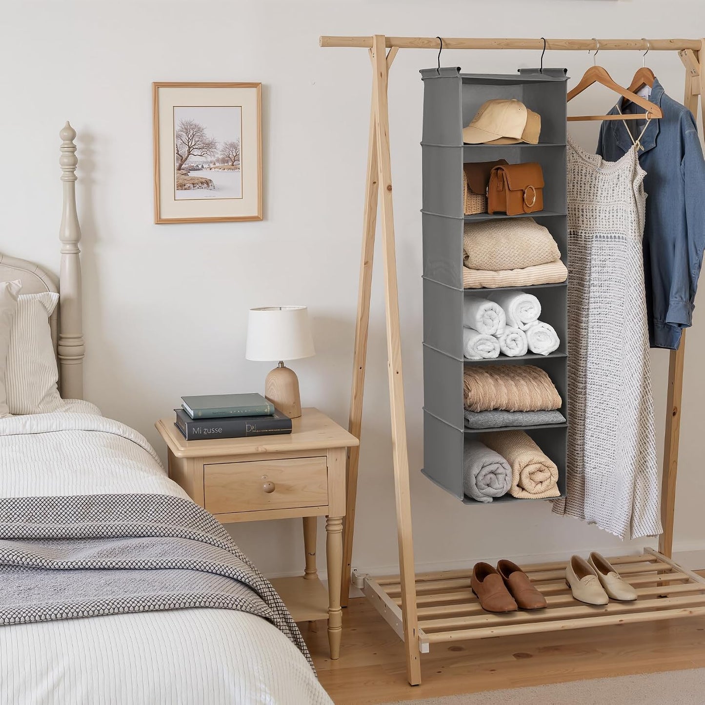 GRANNY SAYS 3-Shelf Hanging Closet Organizer and Storage, Collapsible Hanging Closet Shelves, Hanging Organizer for Closet & RV, Gray, 29 ½" H X 12" W X 12" D, 1-Pack