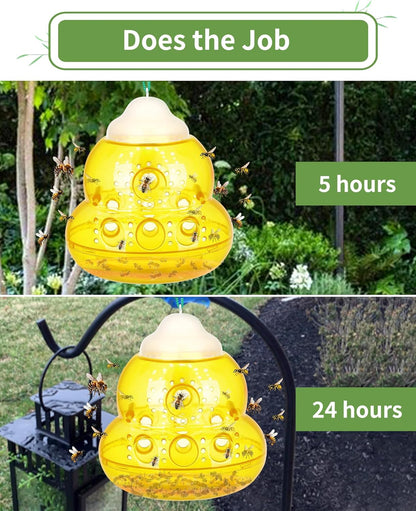 Wasp Trap, Bee Trap Catcher, Outdoor Hanging Wasp Repellent Insect Trap, Non-Toxic Reusable Yellow Jacket Hornet Catcher, Orange - 2 Pack, Safe Easy to Use