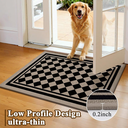 Vaukki Indoor Door Mat 17"x30", Ultra Thin Doormat Indoor Entrance, Non Slip Rubber Backed Inside Welcome Mat for Front Door, Low-Profile Washable Dirt Trapper Entry Floor Mat for Entryway, Sweet Home