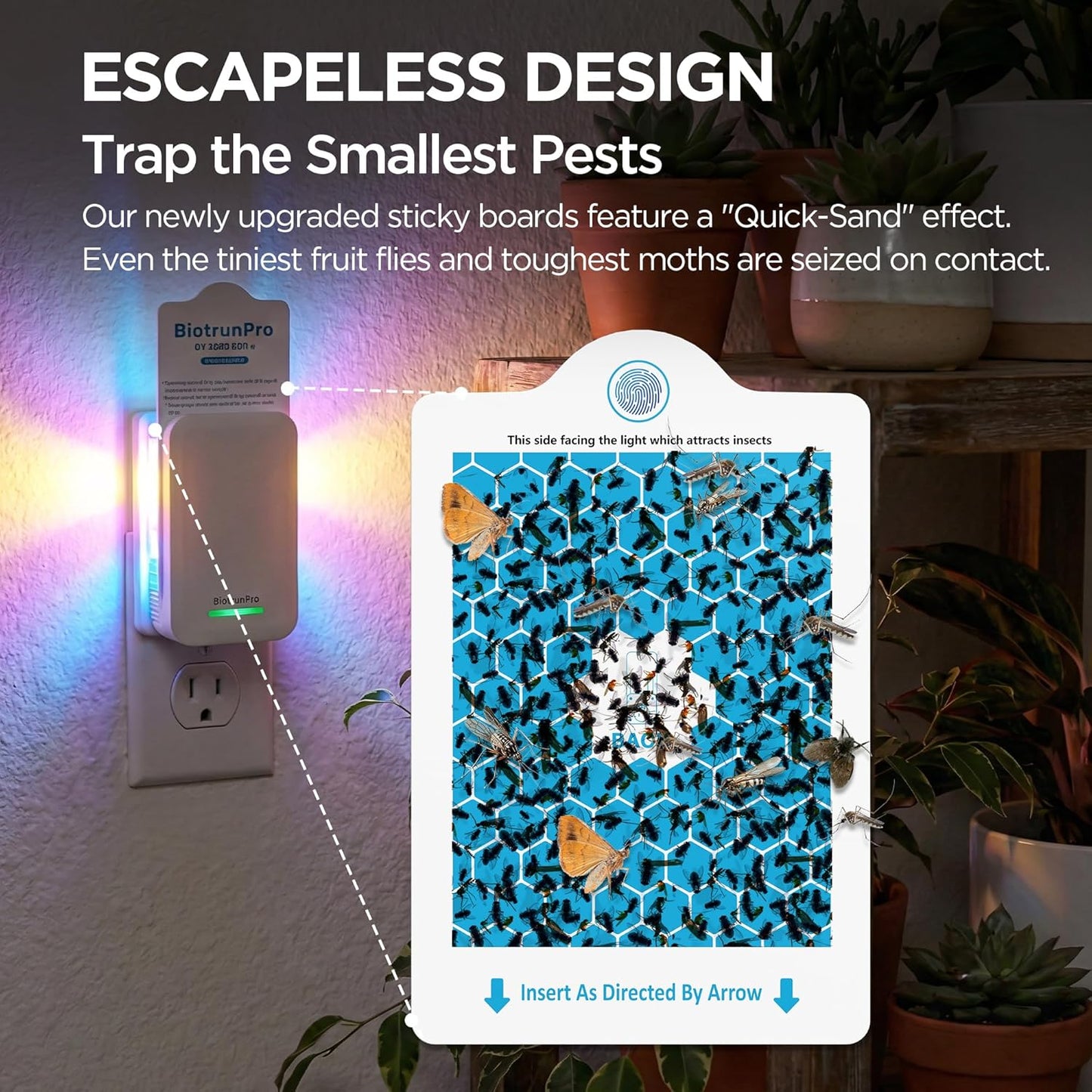 Flying Insect Traps+5 Refill Cartridges, 2026 2nd Gen, UV/Blue/Yellow Light Plug in Fly Trap & Indoor Bug Catcher for Gnats, No-Mess Bug Zapper, House & Fruit Flies, 7 * 24hrs Pest Control