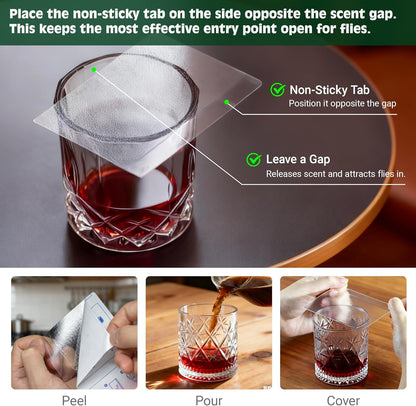 LFSYS Fruit Fly Traps for Indoors – 25 Pack DIY Cup Cover Adhesive Cards for Fruit Fly – Clear, Mess-Free, Indoor Use