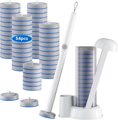 Spreezy Disposable Toilet Brush Set, Touch-Free Toilet Wand Kit with 54 Refills & Holder, Disposable Toilet Bowl Brush