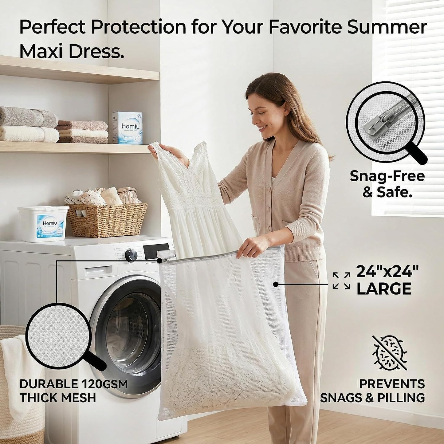 12x16 Small Mesh Laundry Bags for Delicates, 4-Pack – for Lingerie, Bras, Socks & Swimwear – 120GSM Honeycomb Mesh Protects Delicates in Washer & Dryer