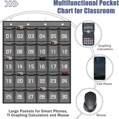 Loghot 36 Numbered Pockets Classroom Pocket Chart for Cell Phone Holder | Wall Door Hanging Pocket Organizer for Phone Calculator Holder, Phone Pouch for School Classroom & Office Phone Management