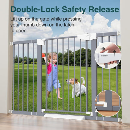 Cumbor 30-46" Baby Gate for Stairs, Mom's Choice Awards Winner-Auto Close Dog Gate for The House, Gifts for Mom, Easy Install Pressure Mounted Pet Gates for Doorways, Black