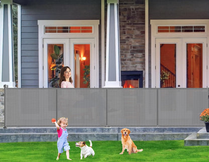 71 inch Retractable Baby Gates, EZIGO Extra Wide Baby Gate for Large Opening Extra Long Mesh Gate for Kids or Pet Dog Gate Child Safety Gate for Stairs Hallways Doorway Indoor Outdoor, Gray