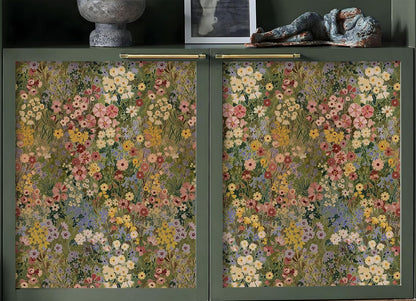 Floral Wallpaper Peel and Stick Boho Wall Paper Removable Waterproof Green Petal Pattern Contact Paper for Bedroom, Bathroom, Home Wall 17.3" x 118"