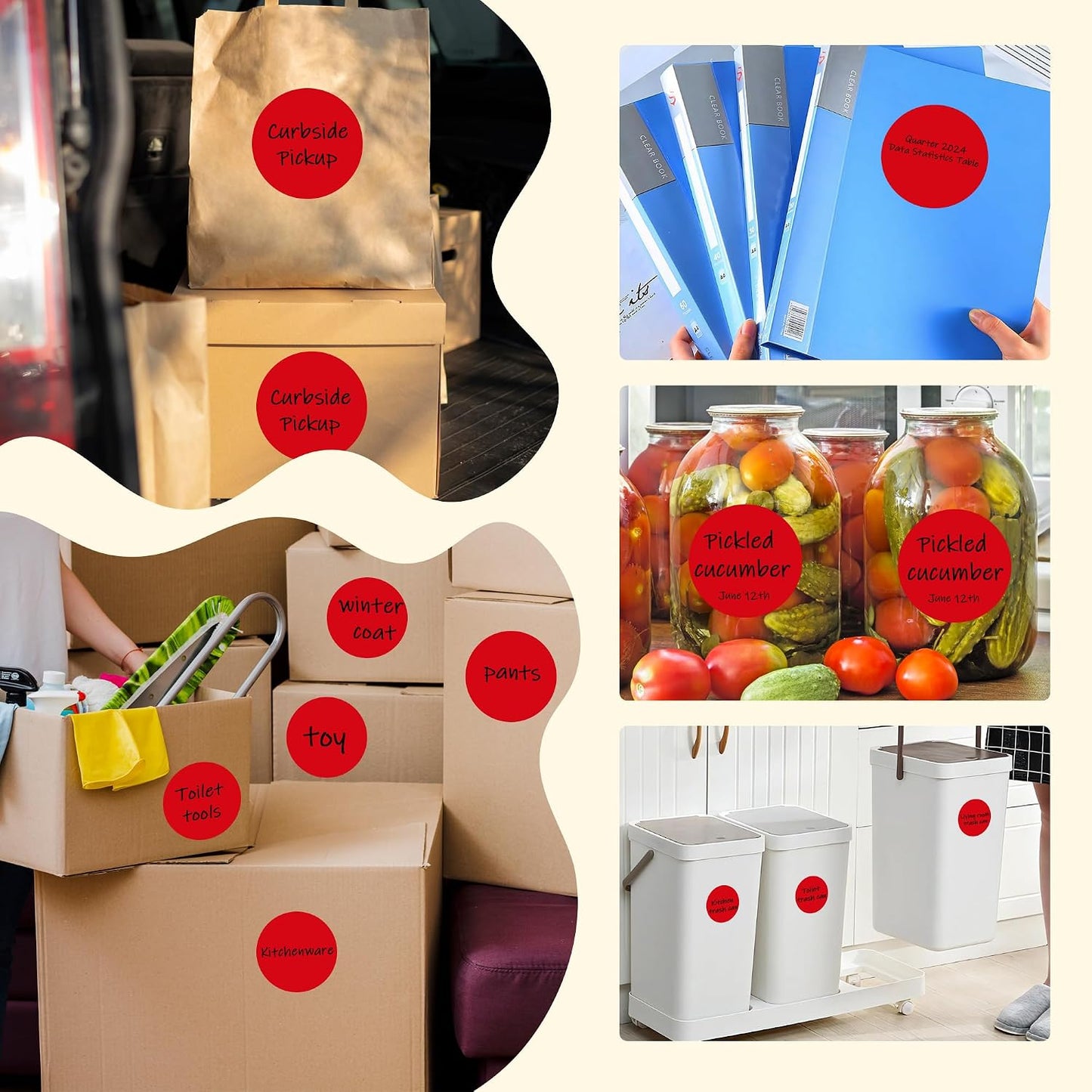 3 Inch White Color Code Dot Stickers,500 PCS Round Labels Stickers in Dispenser Box for Organization, Inventory,Classroom