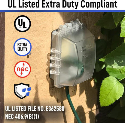 Sealproof 1-Gang Weatherproof In Use Outlet Cover | Horizontal/Vertical Outdoor Plug and Receptacle Protector, Lockable Bubble Cover, UL Extra Duty Compliant, 18 Configurations, Gray