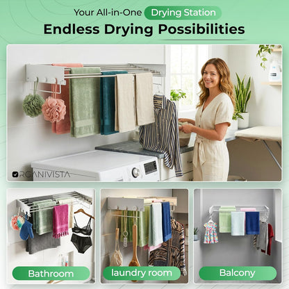 Wall Mount Clothes Drying Rack 28", Heavy Duty Foldable Design, Space Saving Laundry Solution For Small Spaces, Apartments & Homes, Wall Mounted Drying Racks For Laundry, Clothing Rack Wall Mount