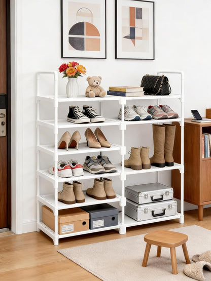 6-Tier Shoe Rack Large Capacity,Durable Shoe Organizer Storage for 20-26 Pairs of Shoes and Boots,Heavy Duty Free Standing Shoe Stand for Closet,Entryway and Garage (Black)