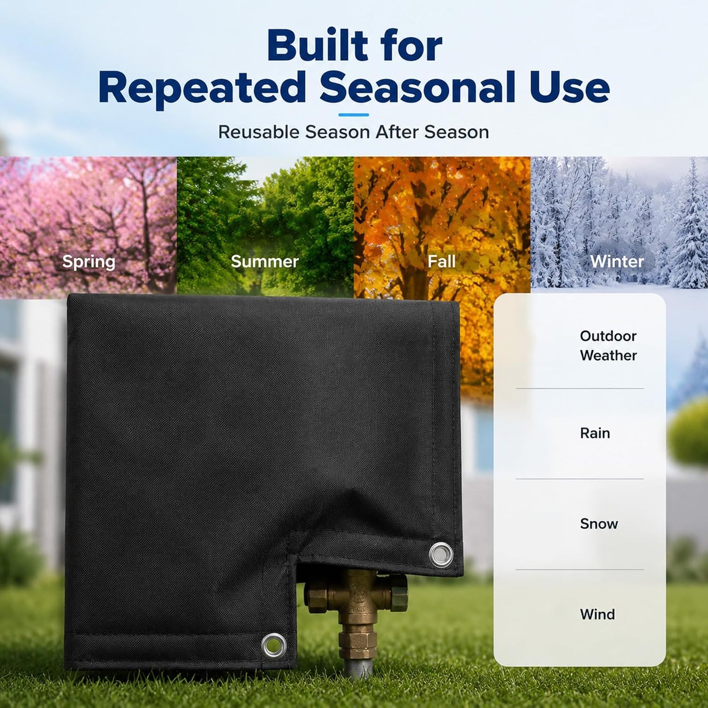 Outdoor Faucet Cover for Winter, Insulated Backflow Cover Freeze Protection | Fits Up to 9” W x 10” H
