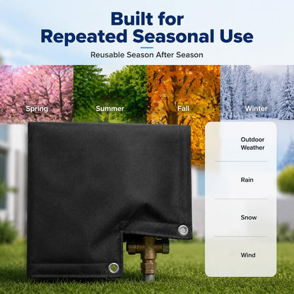 Outdoor Faucet Cover for Winter, Insulated Backflow Cover Freeze Protection | Fits Up to 9” W x 10” H