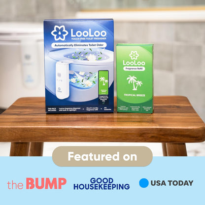 Loo Loo Touch Free Toilet Freshener Refills, Natural Essential Oils – Toilet Smell Eliminator, Bathroom Deodorizer, Air Freshener Spray for Bathroom, Clean Cotton Fragrance, 2.0 Fl Oz